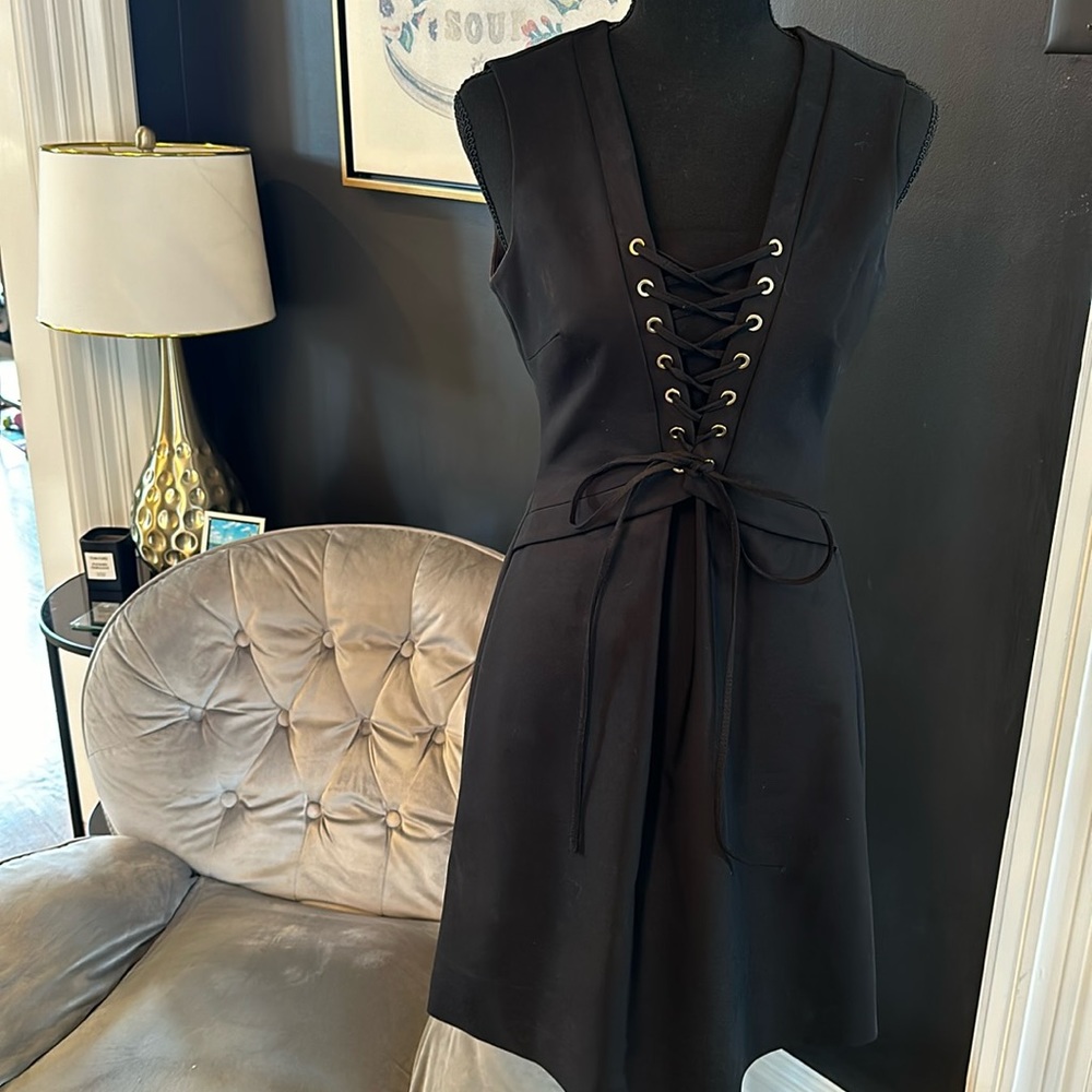 Women’s Calvin Klein size 4 black LBD stretch fitted dress